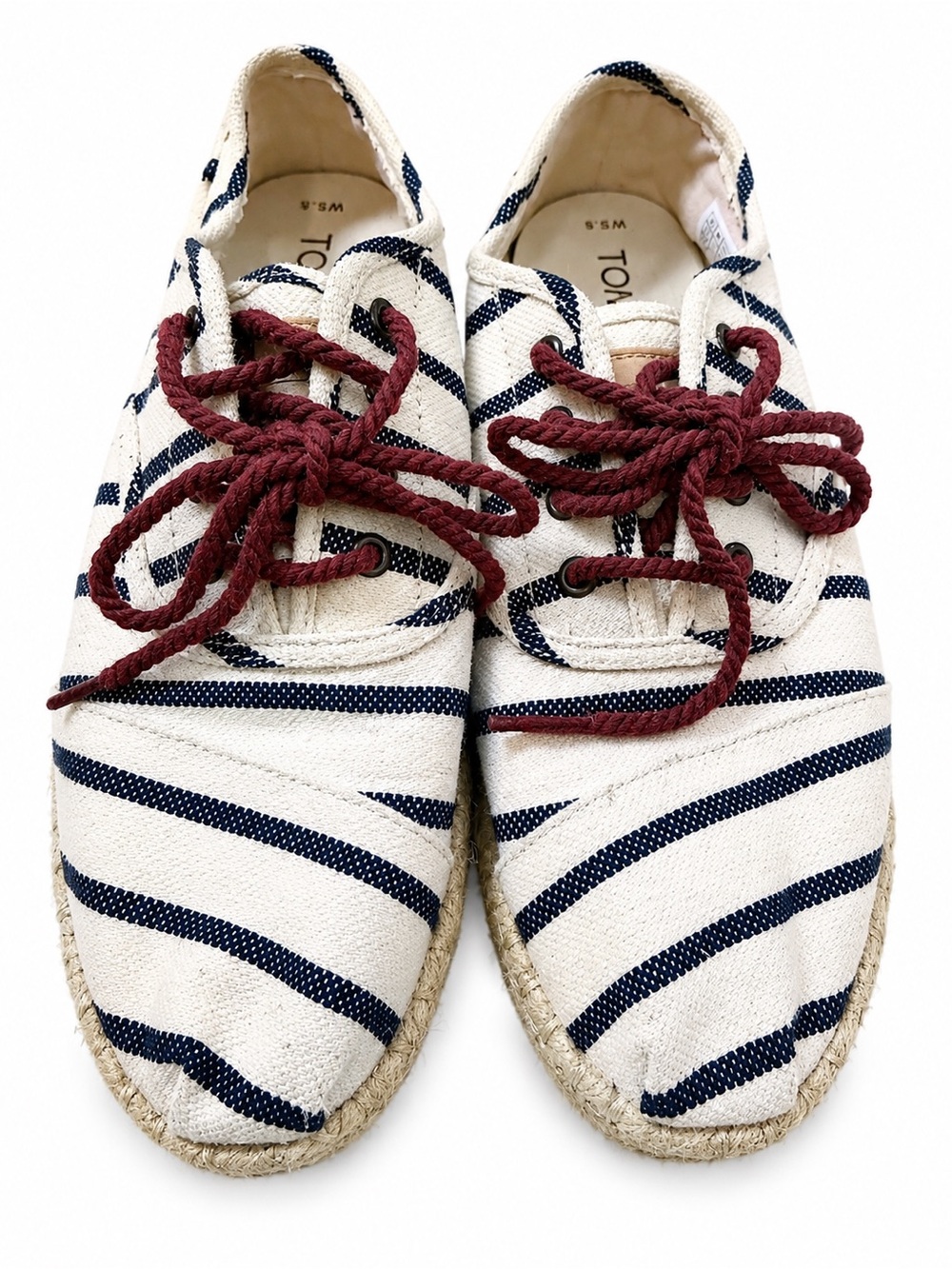 TOMS Women's Cordones Natural Rivera Stripe On Rope Sneakers Size W 5.5